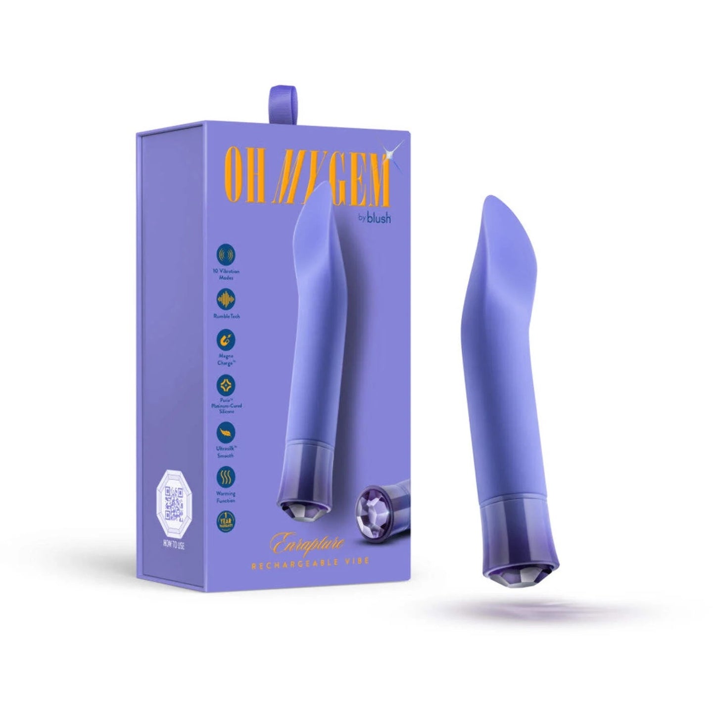 Blush Oh My Gem Enrapture 6.5 Inch Warming  Vibrator in Tanzanite - Made with Smooth Ultrasilk® Puria™ Silicone