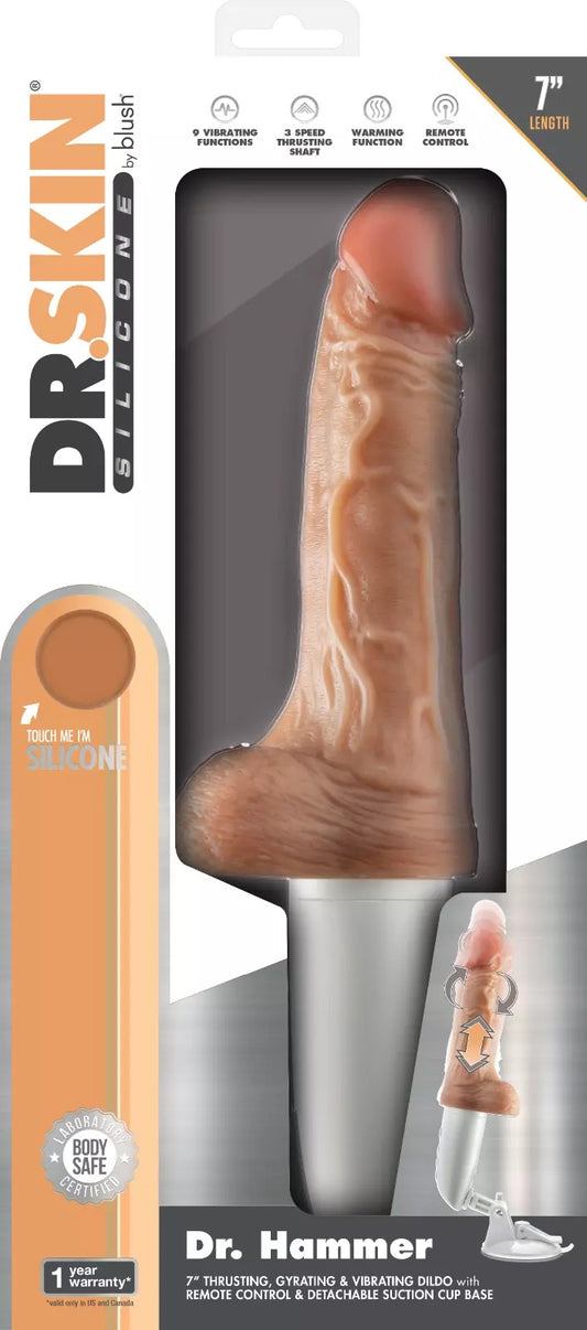 Blush Dr. Skin Silicone Dr. Hammer 7 Inch Realistic Vibrating Dildo