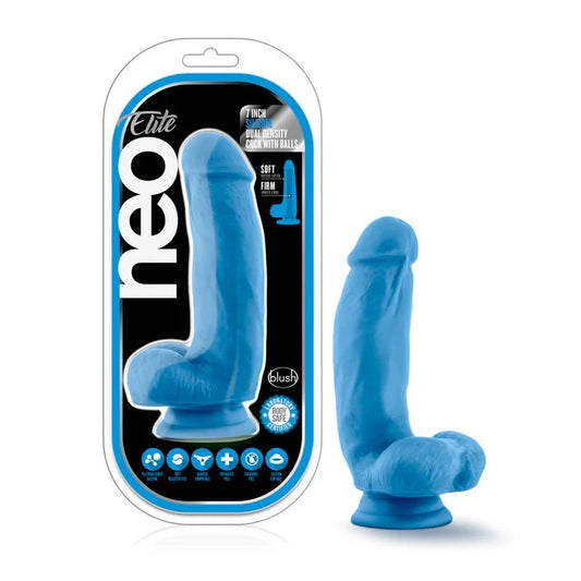 Neo Elite By Blush® | Neon Blue: 7-Inch Long Dildo