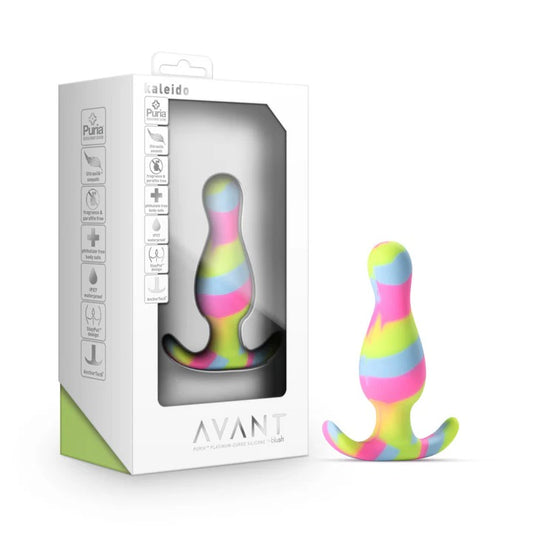 Avant By Blush® | Kaleido Lime: Artisan 3 Inch Tapered Stayput™ Butt Plug with Pleasure Curves