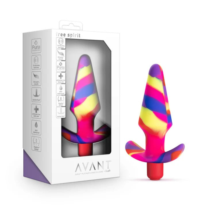 Avant By Blush® | Free Spirit Scarlet: Artisan 5 Inch Vibrating Stayput™ Butt Plug