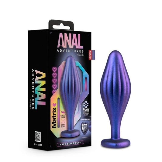 Anal Adventures Matrix By Blush® - Wavy Bling Sapphire 4.5-Inch Anal Plug