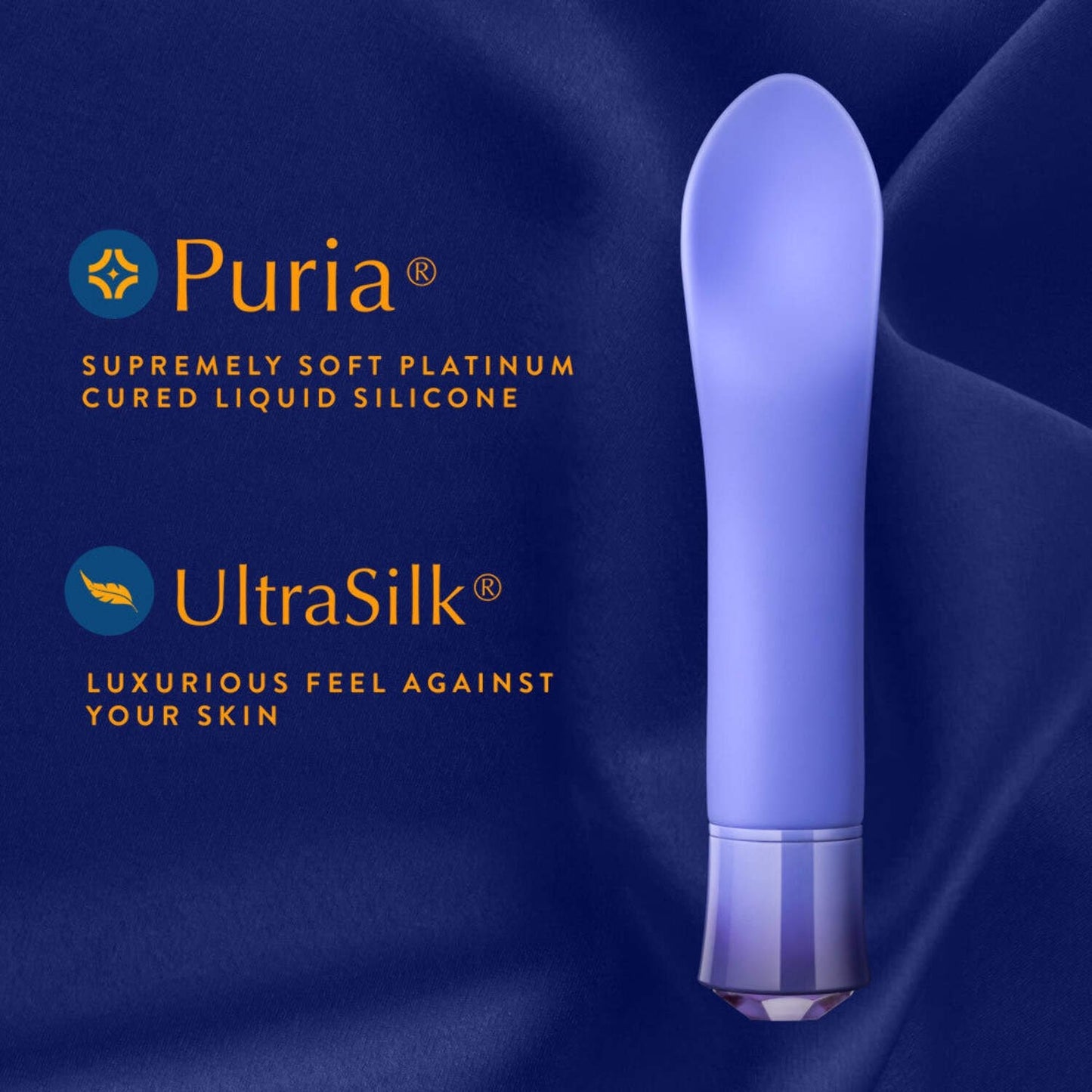 Blush Oh My Gem Enrapture 6.5 Inch Warming  Vibrator in Tanzanite - Made with Smooth Ultrasilk® Puria™ Silicone