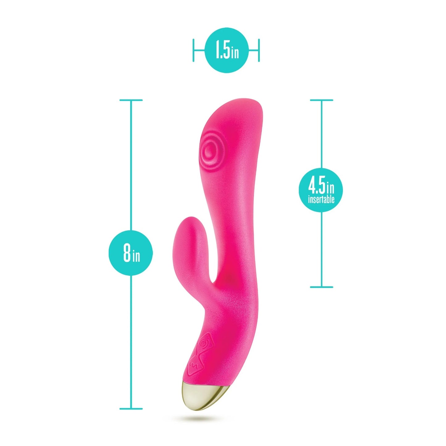 Blush  Aria By  Pleasin' AF:  Stimulator + Dual Pulsations Fuchsia Silicone Vibrator