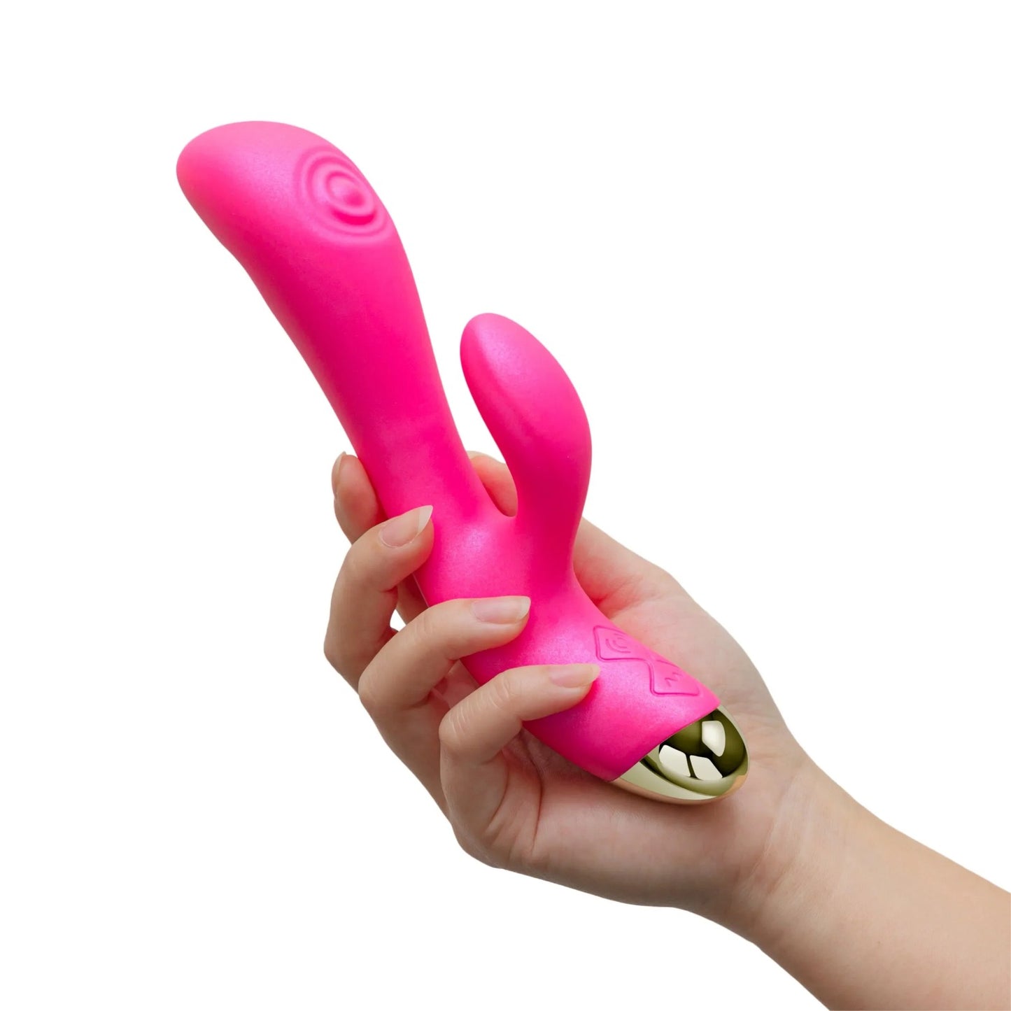 Blush  Aria By  Pleasin' AF:  Stimulator + Dual Pulsations Fuchsia Silicone Vibrator