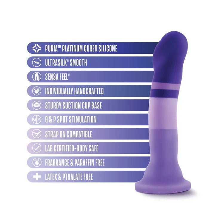 Avant By Blush® | Purple Rain D2: Artisan 7 Inch Curved G-Spot Dildo with Suction Cup Base