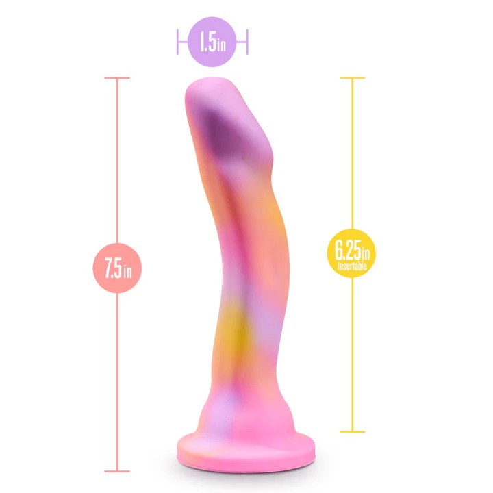 Avant By Blush® | Sun's Out Pink: Artisan 7 Inch Curved P-Spot / G-Spot Dildo with Suction Cup Base