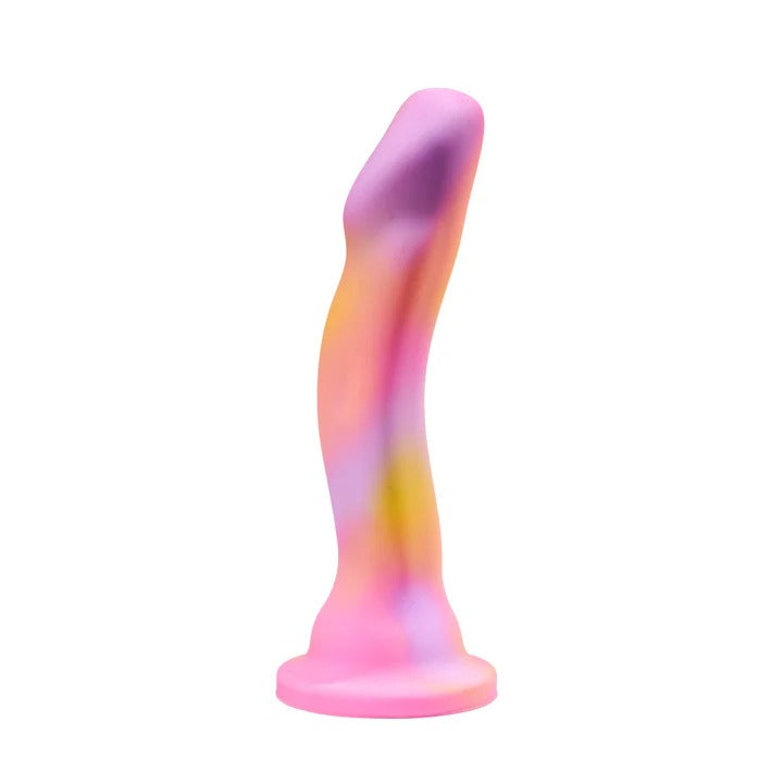 Avant By Blush® | Sun's Out Pink: Artisan 7 Inch Curved P-Spot / G-Spot Dildo with Suction Cup Base