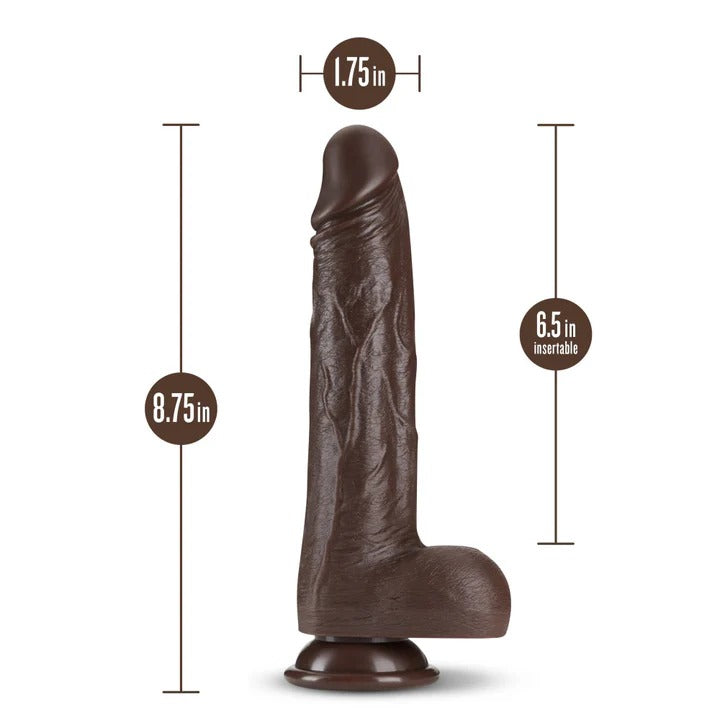 Dr. Skin Silicone By Blush® | Dr. Murphy Realistic Chocolate 8.75-Inch Long Thrusting & Vibrating Dildo With Suction Cup Base