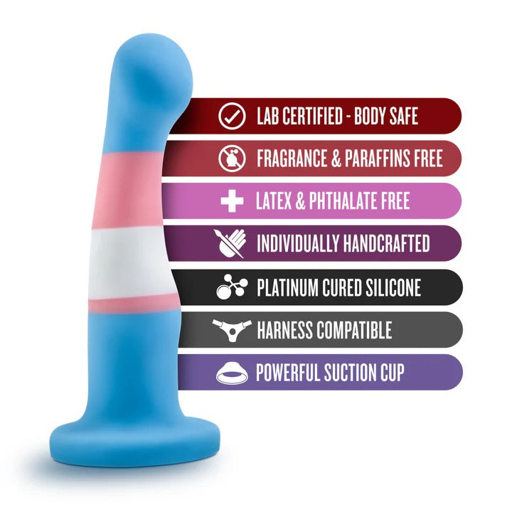 Avant By Blush® | Pride True Blue P2: Artisan 6 Inch Curved P-Spot / G-Spot Dildo with Suction Cup Base