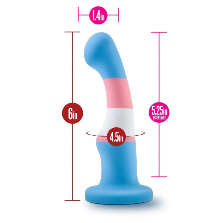 Avant By Blush® | Pride True Blue P2: Artisan 6 Inch Curved P-Spot / G-Spot Dildo with Suction Cup Base