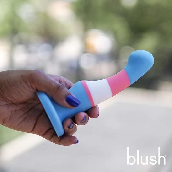 Avant By Blush® | Pride True Blue P2: Artisan 6 Inch Curved P-Spot / G-Spot Dildo with Suction Cup Base