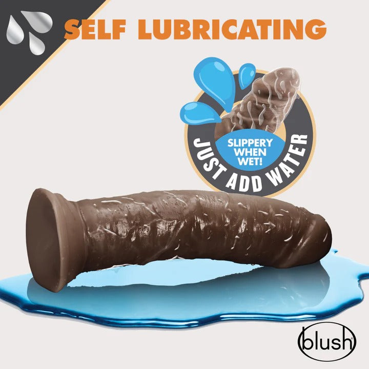 Dr. Skin Glide By Blush® | Realistic Chocolate 8-Inch Long Self-Lubricating Dildo With Suction Cup Base