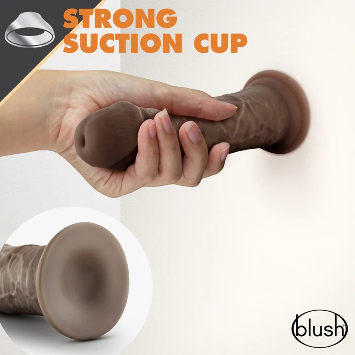 Dr. Skin Glide By Blush® | Realistic Chocolate 8-Inch Long Self-Lubricating Dildo With Suction Cup Base