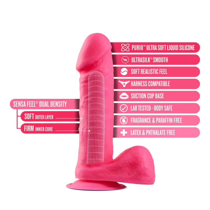 Neo Elite By Blush® | Neon Pink: 8-Inch Long Dildo