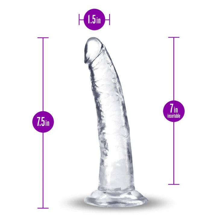 B Yours Plus By Blush® | Lust N’ Thrust Realistic G-Spot Clear 7.5-Inch Long  Suction Base Dildo