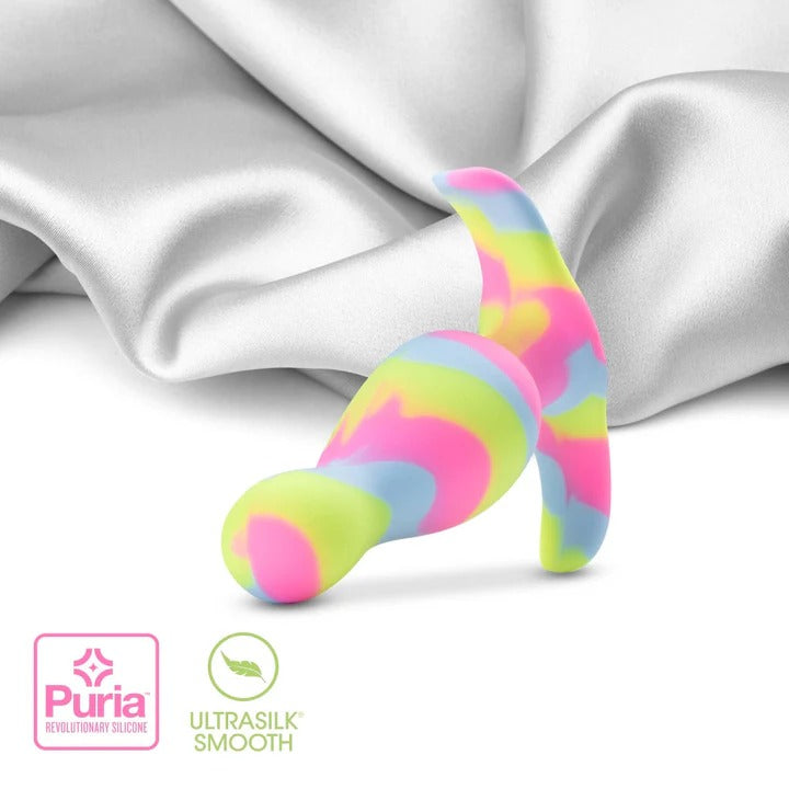 Avant By Blush® | Kaleido Lime: Artisan 3 Inch Tapered Stayput™ Butt Plug with Pleasure Curves